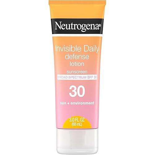 Neutrogena Invisible Daily Defense Sunscreen Lotion, Broad Spectrum SPF 30, Oxybenzone-Free & Water-Resistant, Sun & Environmental Aggressor Protection, Antioxidant Complex, 3.0 fl. oz