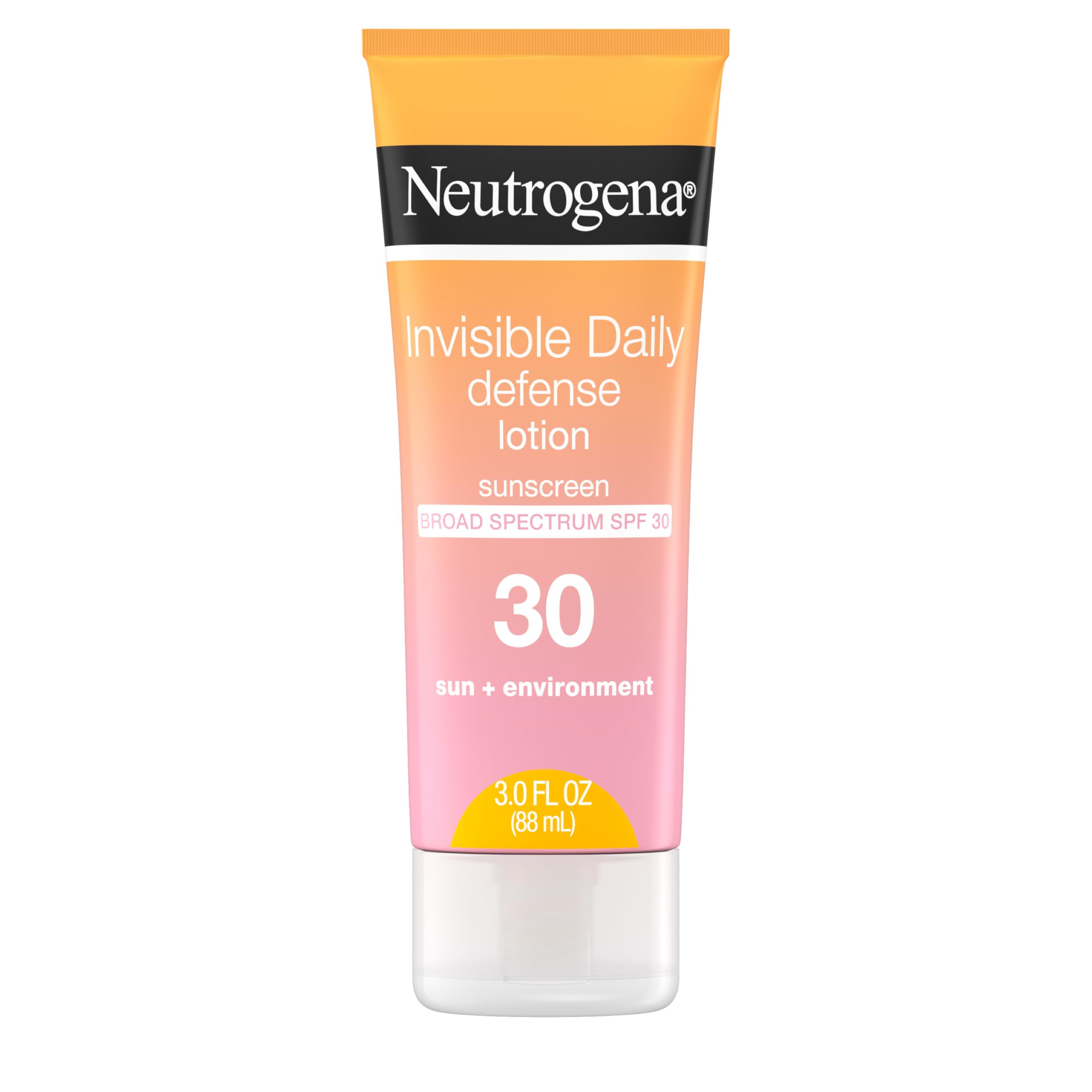 Neutrogena Invisible Daily Defense Sunscreen Lotion, Broad Spectrum SPF 30, Oxybenzone-Free & Water-Resistant, Sun & Environmental Aggressor Protection, Antioxidant Complex, 3.0 fl. oz
