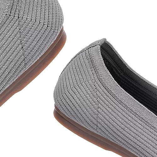 Image of Frank Mully Women's Ballet Flats Round Toe Walking Flats Slip On Work Shoes Knitted Flats Shoes for Woman Soft Lightweight