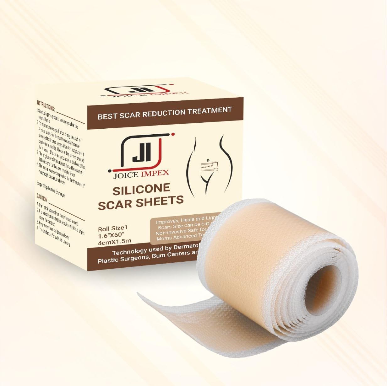 JOICE IMPEX Silicone Scar Sheets, Medical Grade Silicone Scar Tape,Scar Strips for Surgery, Csection,Keloid, Burn, Safe and Painless Scar Removal (1.6 x 60 Inch) (B0CL52KQ8H) Amazon Price History, Amazon Price Tracker