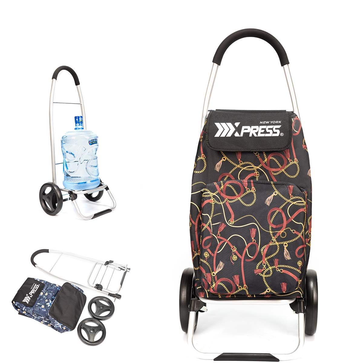 Grocery Cart on Wheels,Trolley Cart with Wheels,Shopping Cart Bags for Groceries Removable Wheels & Bag#Rope