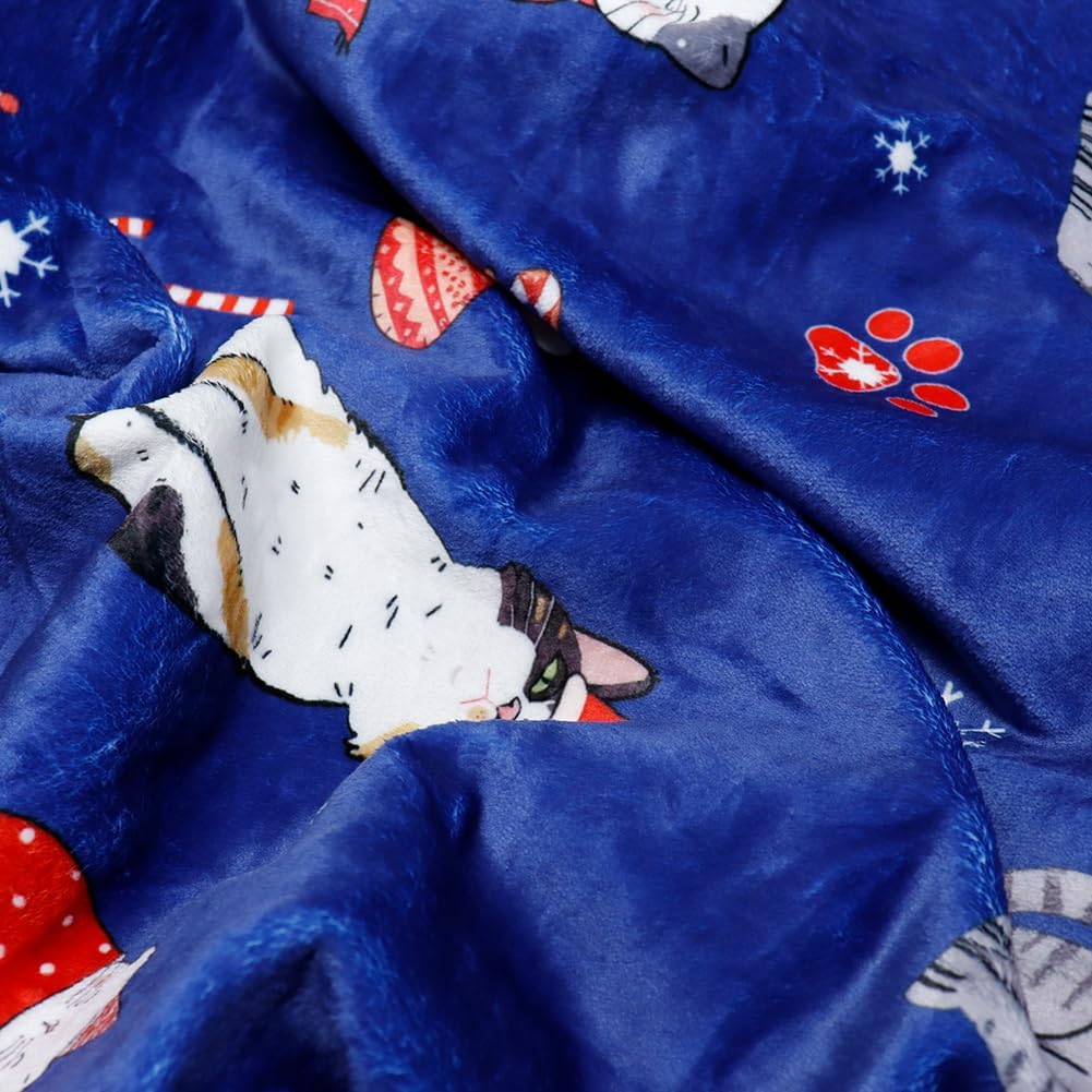 Tupmnbry Christmas Throw Blanket Christmas Cat Printed Blanket Super Soft Flannel Fleece Blankets Winter Plush Fuzzy Warm Bed Blankets Xmas Holiday Decor for Couch Bed 50"X60" - Image 7