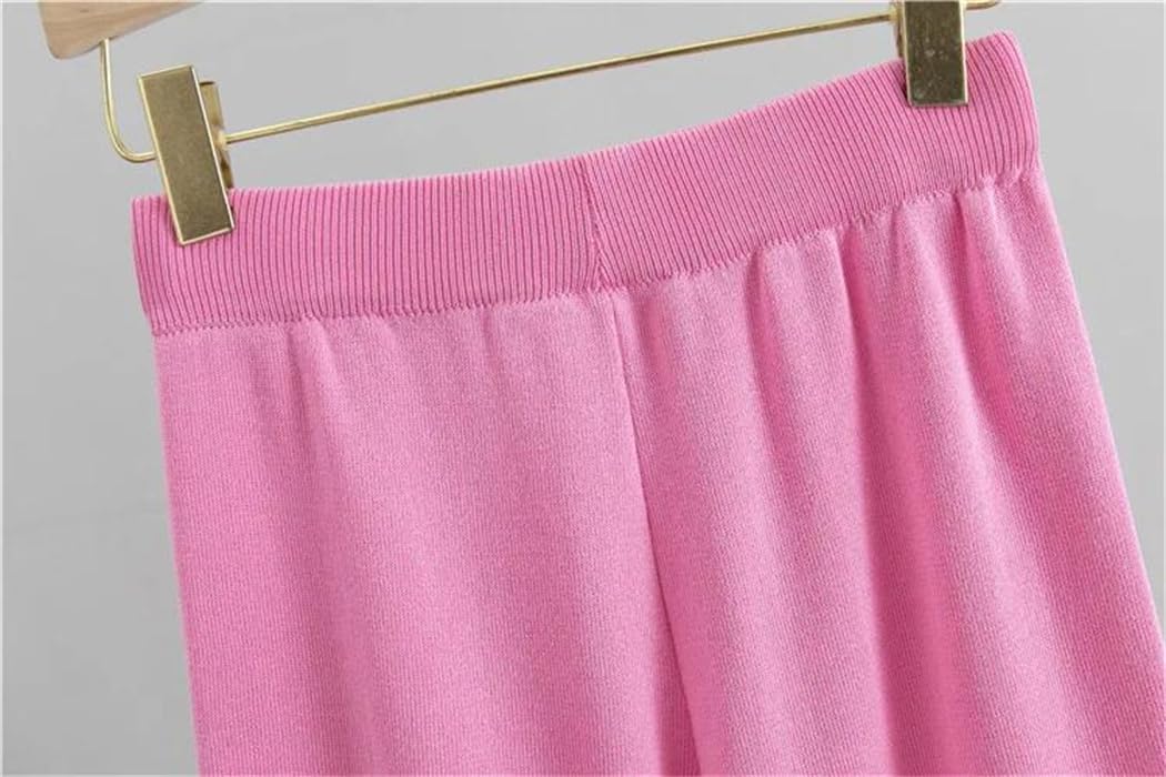 Completo da donna in maglia con scollo a V, cardigan con cintura e pantaloni dela donna in maglia con scollo a V, cardigan con cintura e pantaloni della tuta a vita alta, stile coreano, 2019
