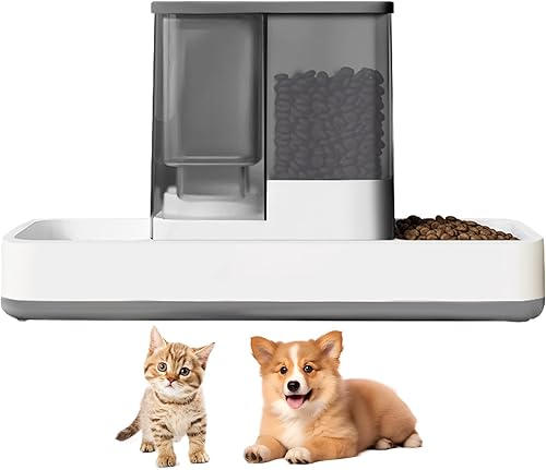 Alimentador automático para gatos y dispensador de agua, 2 en 1, dispensador de alimentos para mascotas por gravedad y dispensador de agua,