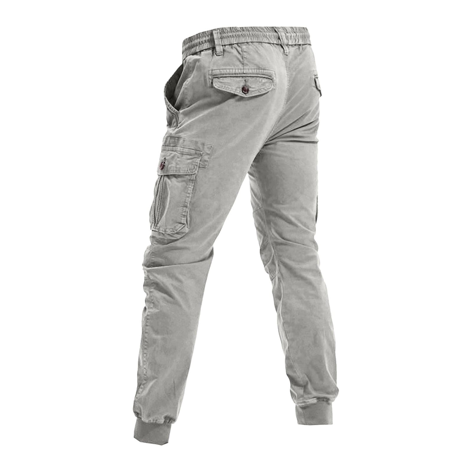 Męskie spodnie cargo ze stretchu, slim fit bawełniane spodnie robocze z wieloma kieszeniami, lekkie, trwałe spodnie robocze na zewnątrz, wędrówki lub na co dzień