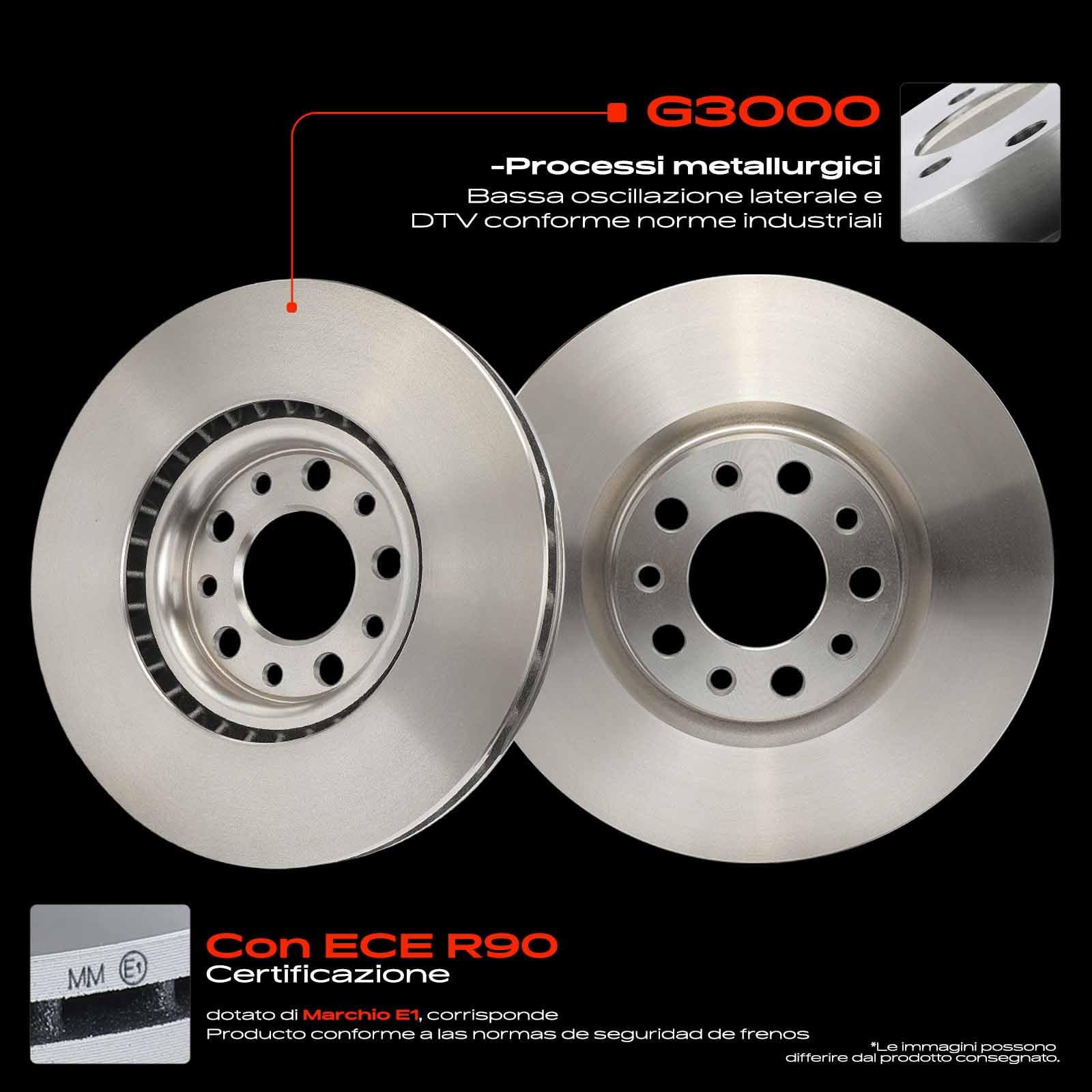 Frankberg Set freni incl. 2x Dischi Freno + 4x Pastiglie dei Freni Anteriore Compatibile con 159 Sportwagon 939 Spidel 939 Brera 939 159 939 Replace# 71772534