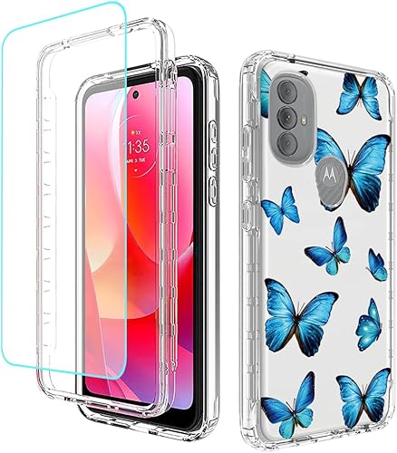 Funda para Moto G Power 2022 (no compatible con 2021) con protector de pantalla de vidrio templado, cuerpo completo, a prueba de golpes,