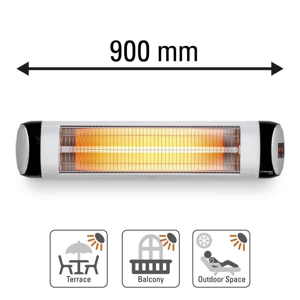 TROTEC IR 2570 S Infrarot Heizstrahler Heizleistung 850 W/1650 W/2500 W | Standgerät, Wandmontage, inkl. Fernbedienung, mit Timer-Funktion