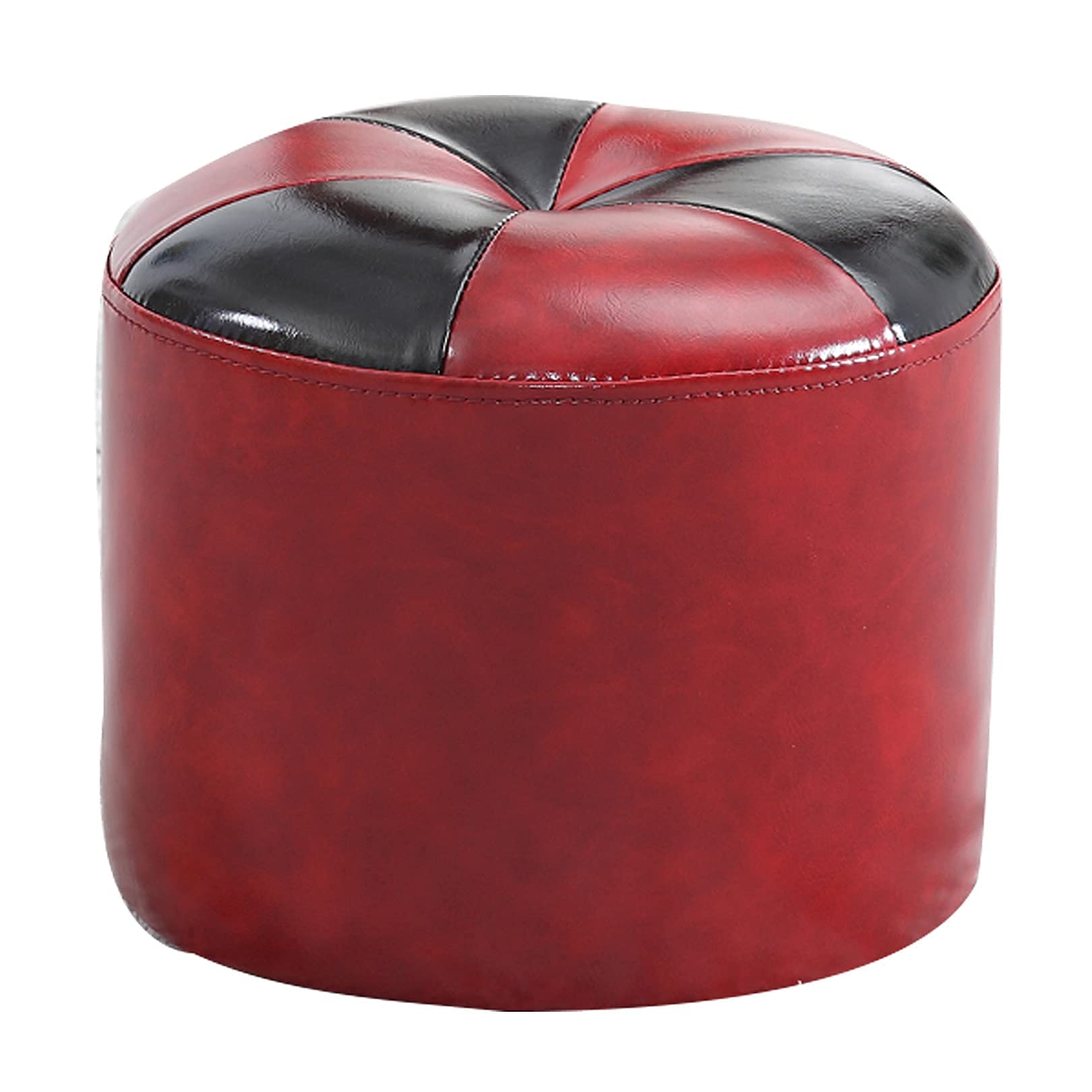 Pouf repose-pieds fait à la main : tabouret bas adultes et coussin de sol rond en similicuir