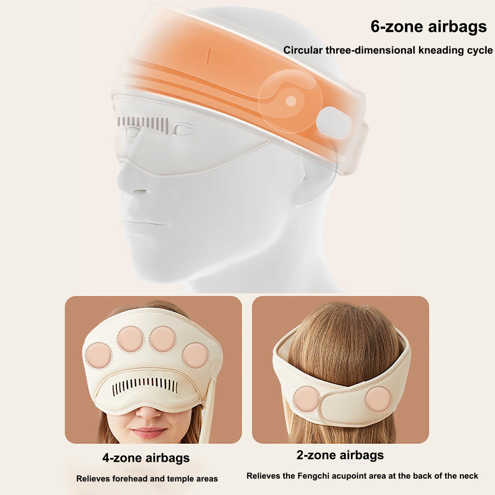 Massaggiatore Elettrico Per La Testa Con Airbag, Impacco Termico Per Testa E Occhi, Airbag A 6 Zone | 3 Modalità | 5 Livelli Di Riscaldamento, Per Alleviare Lo Stress E Il Mal Di Testa