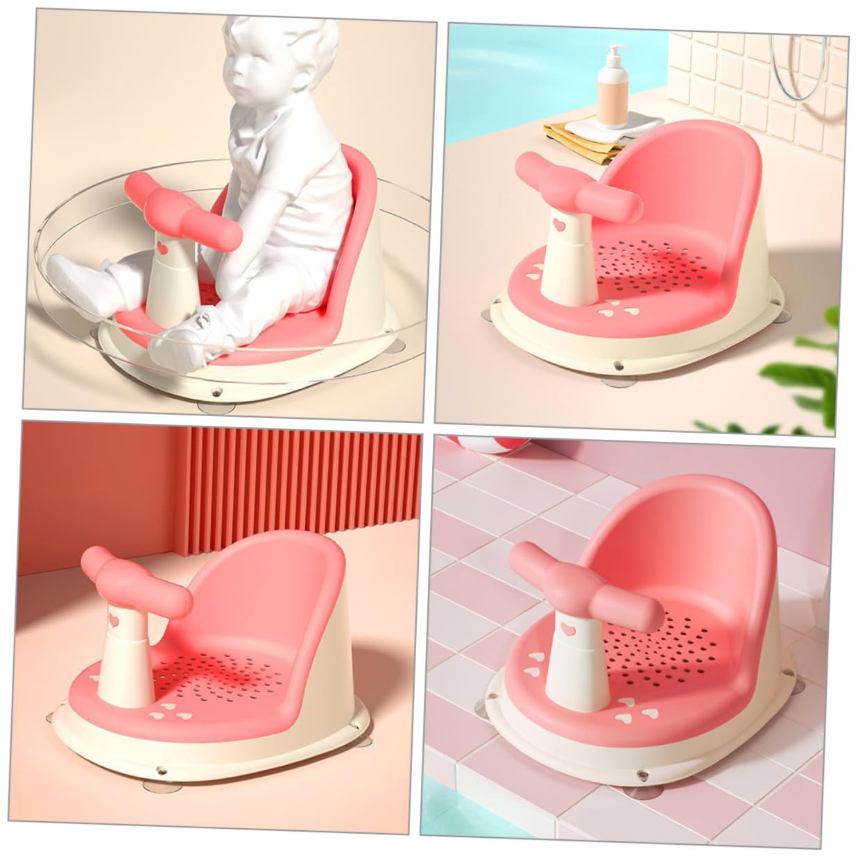 Beaupretty Bath Chair with Suction Cups Stable Non-Slip Bathtub Seat Sit-up Support Backrest for Boys and Safe Bath Accessory