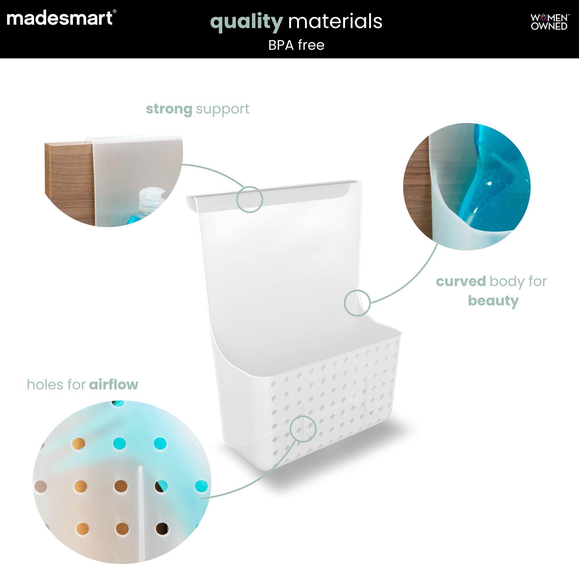 madesmart Organizer für die Tür, Weiß, Schrank-Kollektion, Aluminiumfolie, Pergament- und Küchenpapier-Organizer, weicher Haken, BPA-frei