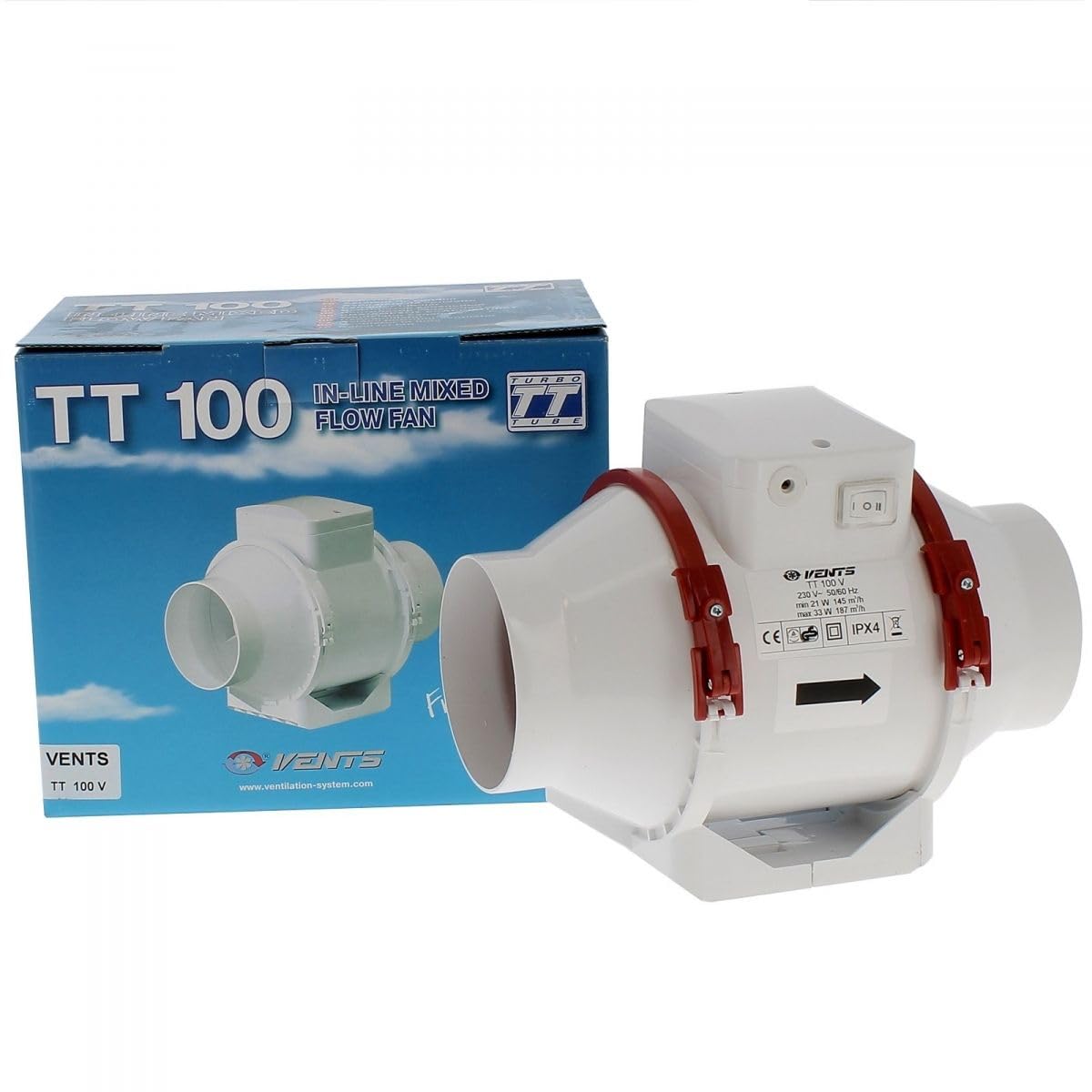 VENTS - Extracteur TT - Ã˜ 100mm -SWITCH 2 Vitesses - 145 et 187 m³/h