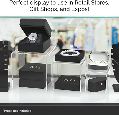 Vista 25 de Marketing Holders Soporte de exhibición elevador acrílico, 7 piezas, 2 pulgadas a 8 pulgadas, plataforma de encimera de plástico transparente