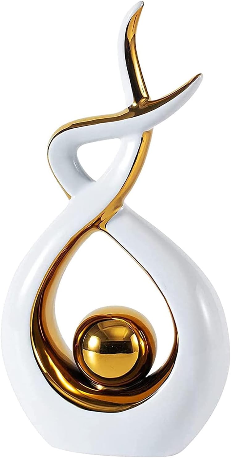 Misvayli Ceramic Modern Abstract Art Statue Decor, Modern Sculpture Ornaments For Living Room, Table Centrepieces For Dining Room Home Decor Accessories(White)
