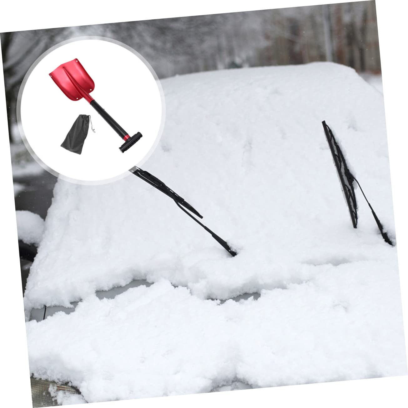 Pala da Neve Pieghevole in Alluminio per Auto Raschietto per Ghiaccio, Pala Larga Leggera Smontabile per Rimozione Neve e Ghiaccio Invernale, Attrezzo Emergenza Veicoli