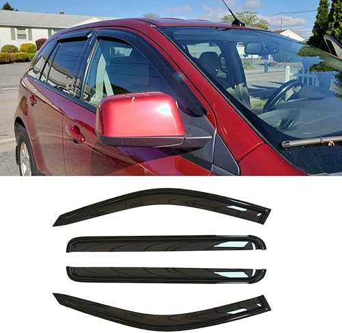 VICOJETOR Viseras originales para ventana, juego de 4 protectores deflectores de lluvia con cinta de aspecto agradable, protectores de lluvia