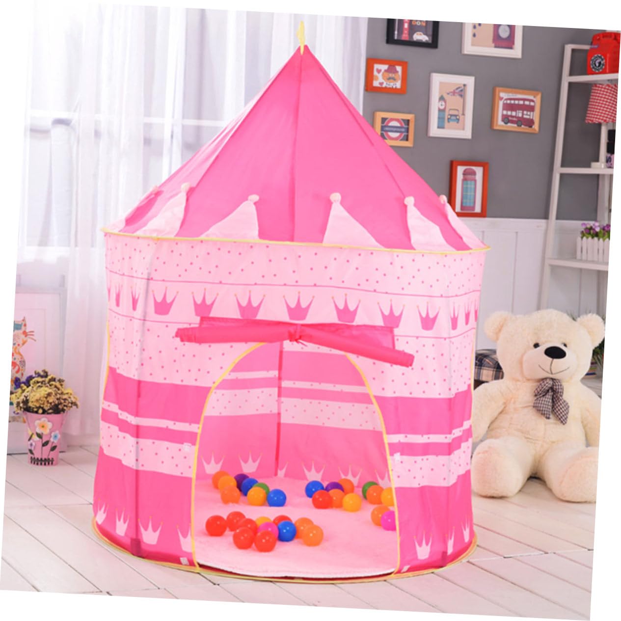Tienda de Campaña para Niños de Tela Portátil Azul y Rosa