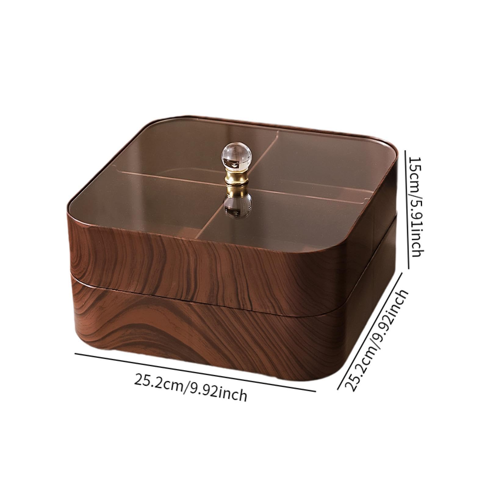 Snack Organizer Elegante Bandeja Organizadora con Tapa Plato Dividido para Frutas Secas Caja Decorativa Imitación Madera Adecuado para, Sin tazones, Individual