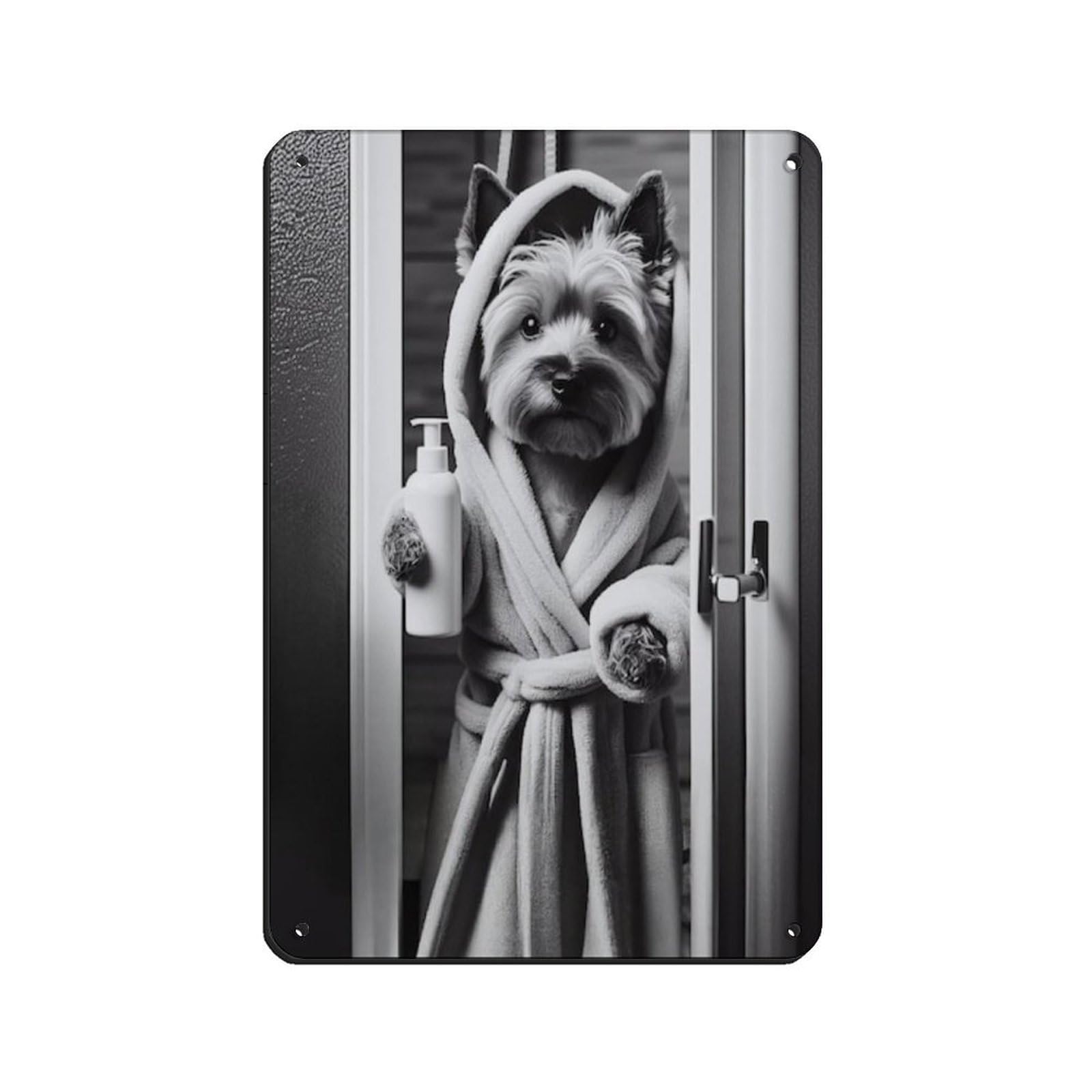 Cute Cairn Terrier Bathroom Art Poster Retro Poster Metal Tin Sign Chic Art Retro Iron Painting Bar People Cave Cafe Family Garage Poster Wall Decoration 8x12inch(20x30cm)