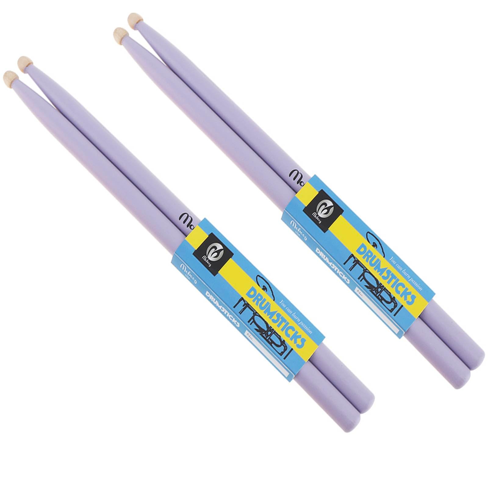 5A Drum Sticks 2 Pairs, 5A Maple Wood Drumsticks, Non-Slip Drum Sticks, 5A Wood Tip Maple Wood Drumstick For Kids Students and Adults, Purple