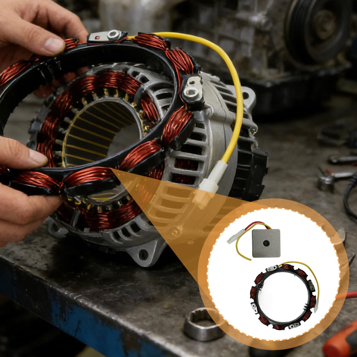 Ludom 592829 Alternateur à trois circuits ou 5/9 ampères avec régulateur de tension régulé 794360 pour moteurs de tondeuses à gazon modèles 215802 et 215807