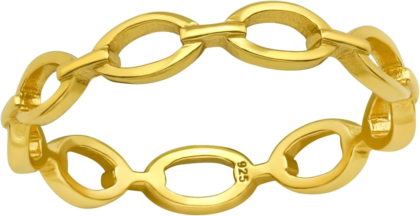 Pierced Owl Gold Plated 925 Sterling Silver Chain Ring