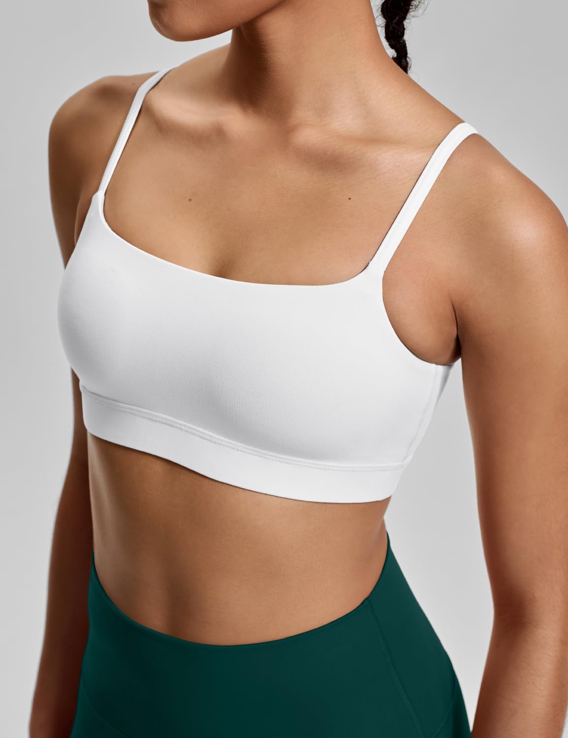 HeyNuts Womens Scoop Neck Sports Bra, Spaghetti Thin Strap U Back Camisole Yoga Tops Padded with Built in Bras A-C Cups - Image 5