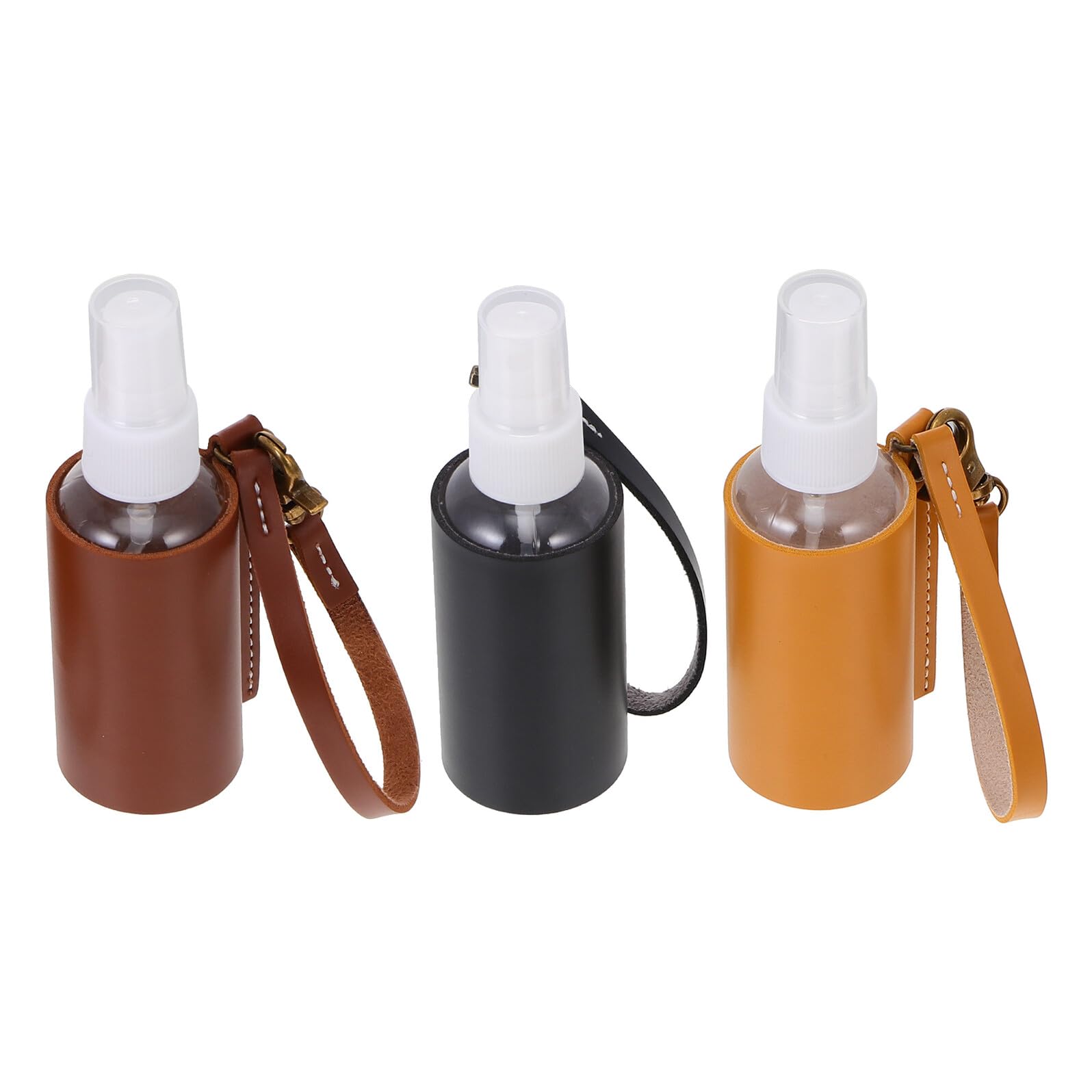 3pcs Travel Perfume Spray Bottles Pu Cover Keychain Holder Empty Portable Containers for Toiletries, Hand Bottles Set Suitable for Travel and Daily Use