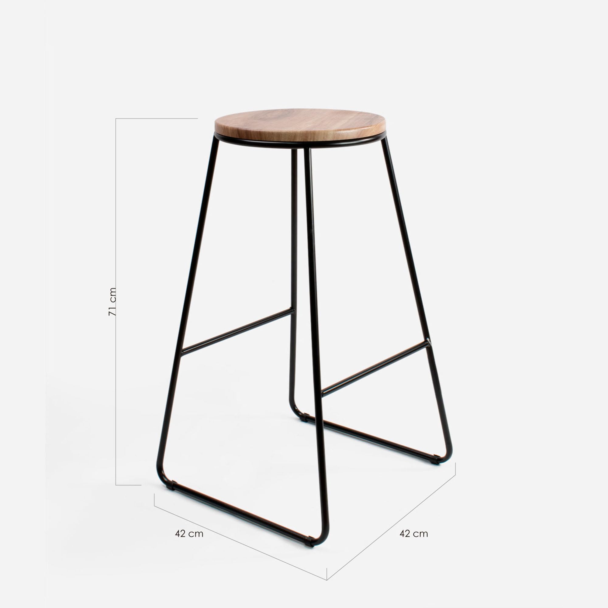 THE SECRET HOME Pack 2 Taburetes Altos Cocina y Bar | Estilo Industrial Moderno | Asiento Madera Clara y Metal Negro | Ideal para Isla de Cocina y Desayunador | Taburete Alto Resistente |Altura 71 cm