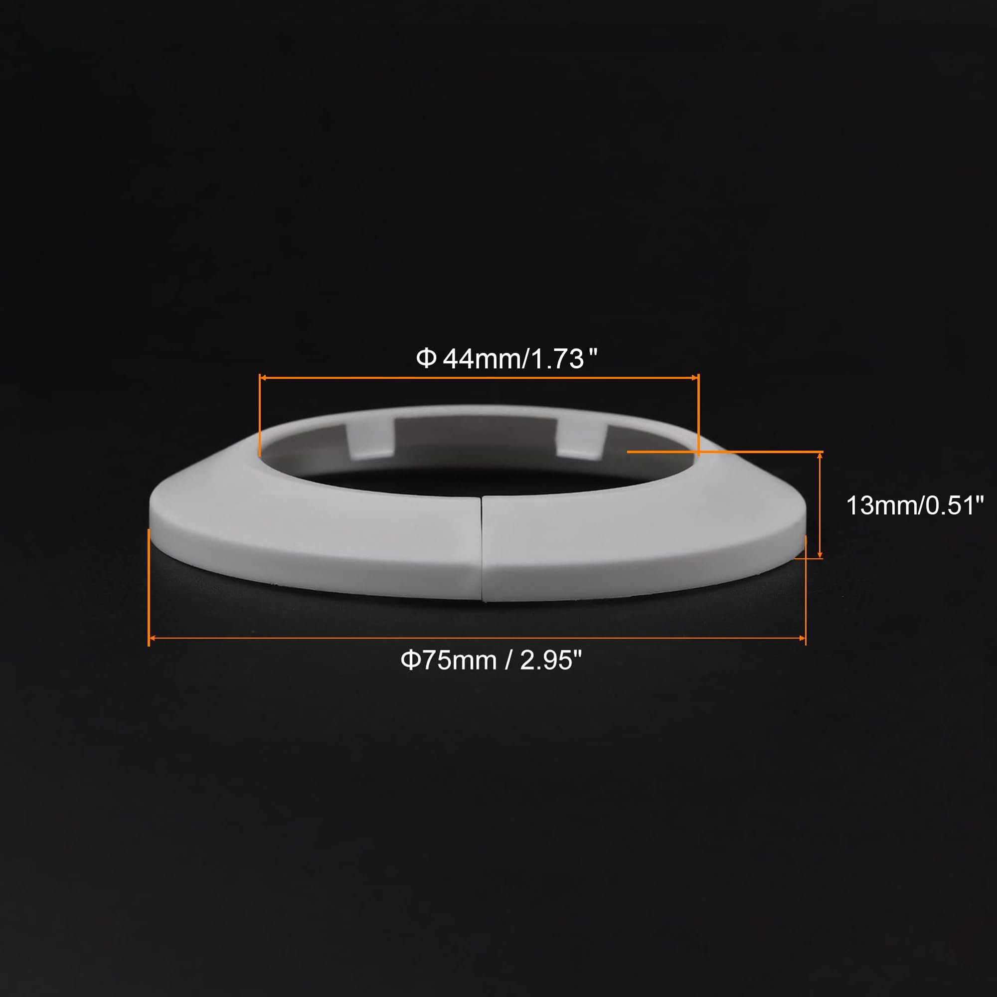 TOP-VIGOR 10pcs 44mm Pipe Cover Decoration, Click-in PP Plastic Escutcheon Pipe Collar for Water Pipe Drain Line - Image 2