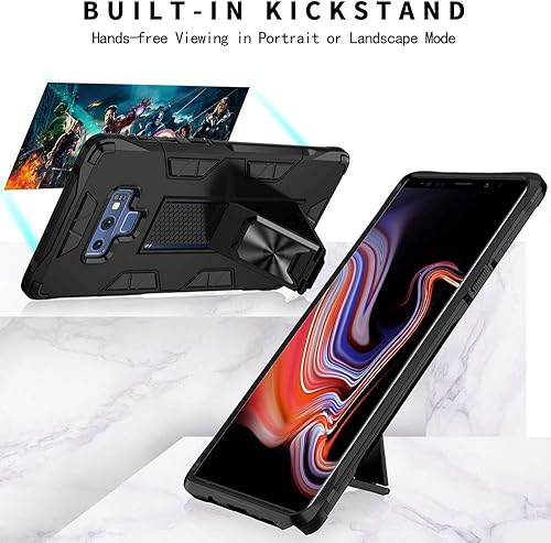 Miniatura 2 de Funda de grado militar para Samsung Galaxy Note 9 a prueba de golpes con soporte de soporte magnético integrado para montaje en coche, funda