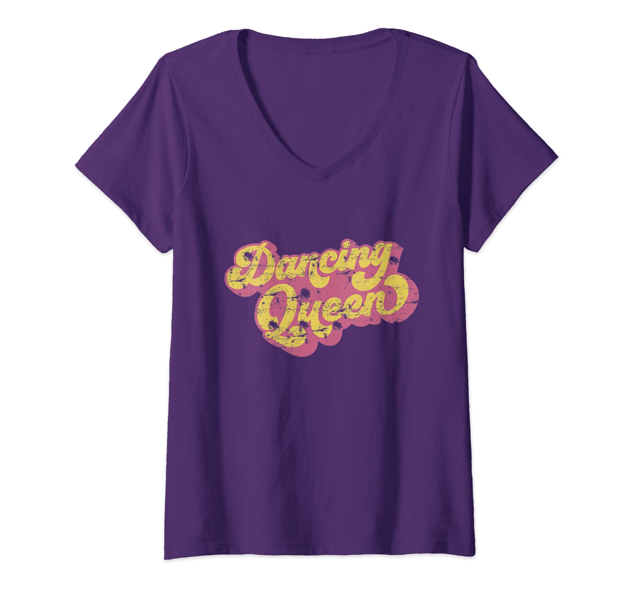 Womens Dancing Queen Shirt Vintage Dancing 70s T-Shirt V-Neck T-Shirt
