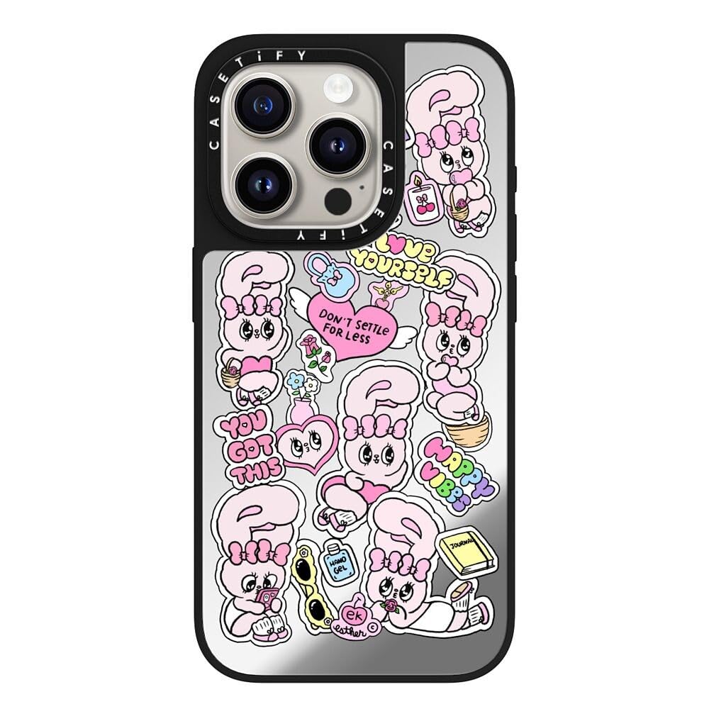 CASETiFY Magsafe 対応ミラー iPhone 15 Pro ケース [反射性 / 1.5mからの落下試験をクリア / Magsafe に対応] - You Got This - シルバー (ブラックバンパー)