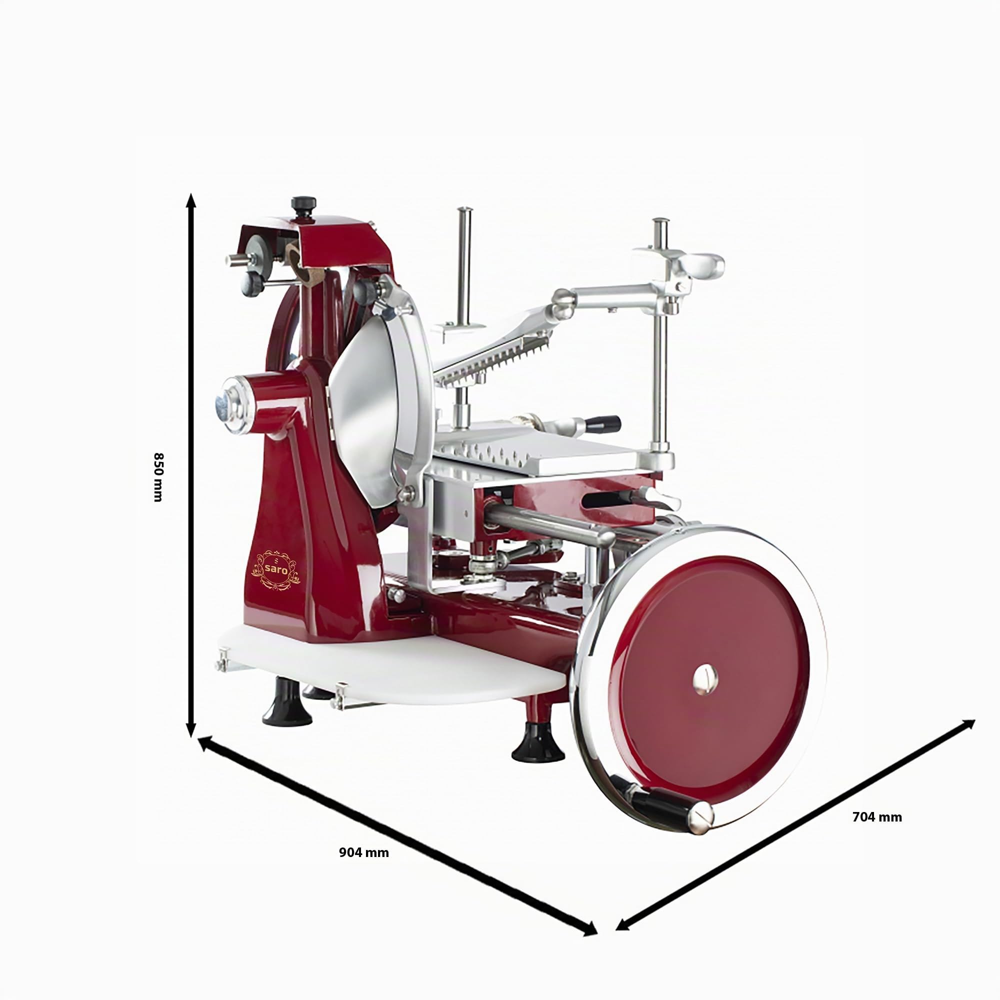 SARO VOLANO F250 VO - Affettatrice manuale, con lama da 250 mm di diametro, taglio utile da 220 x 190 mm, smerigliatrice