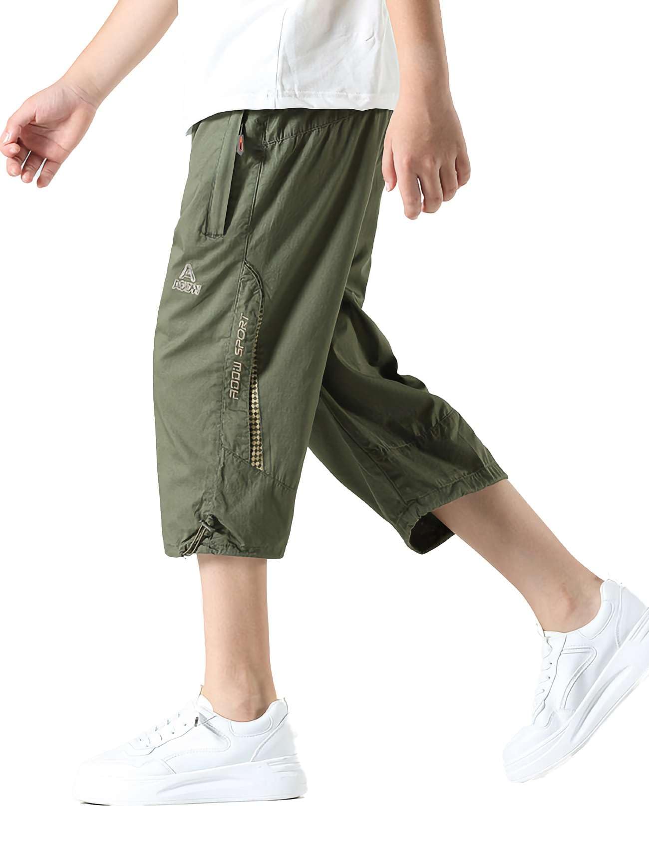 Echinodon Jungen Kurze Hose 3/4 Sommerhose Leicht Baumwolle Shorts Kinder Sweatshorts Sport und Freizeit