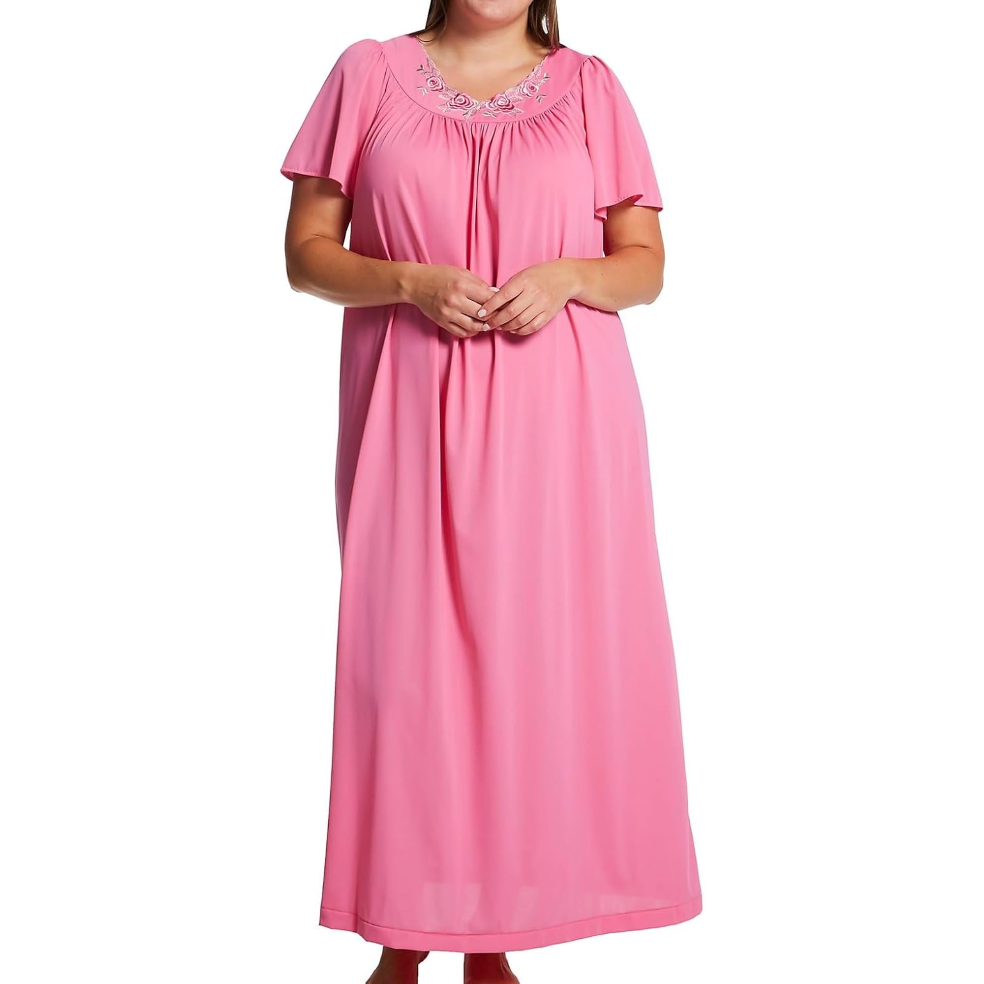 Shadowline Women's Petals 53 Inch Short Flutter Sleeve Long Gown