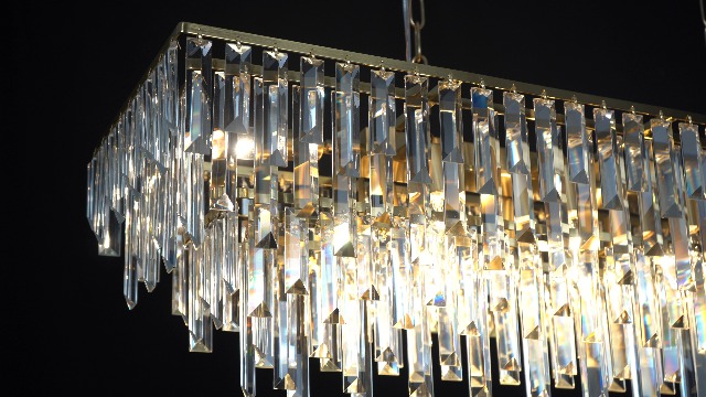 Amazon.com: 47 英吋(約119.4 公分)現代矩形水晶吊燈,金色線性吊燈