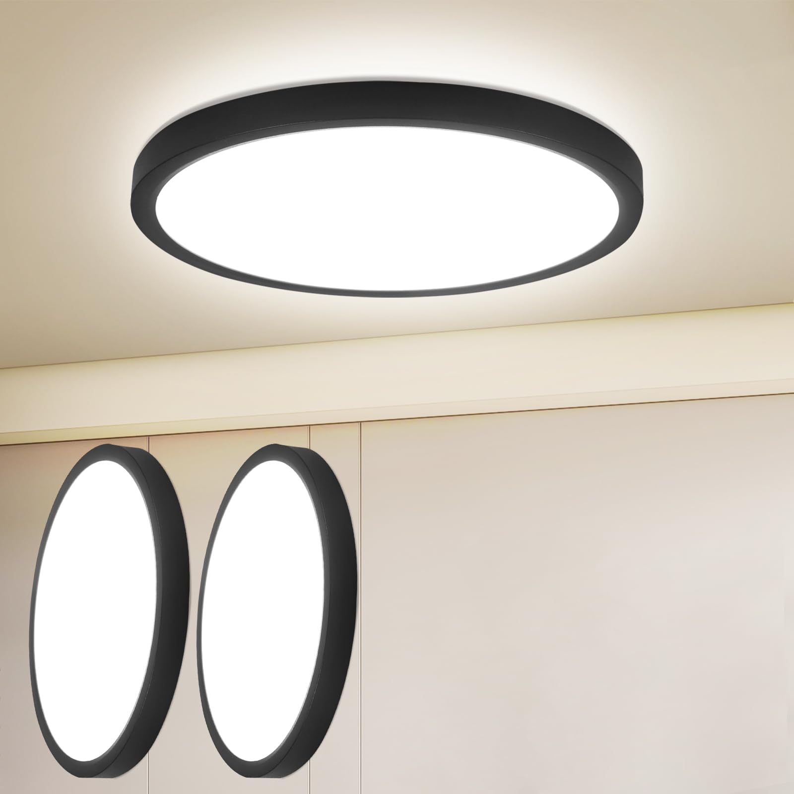 LED Deckenleuchte Schwarz Küchenlampe Rund Deckenlampe 24W