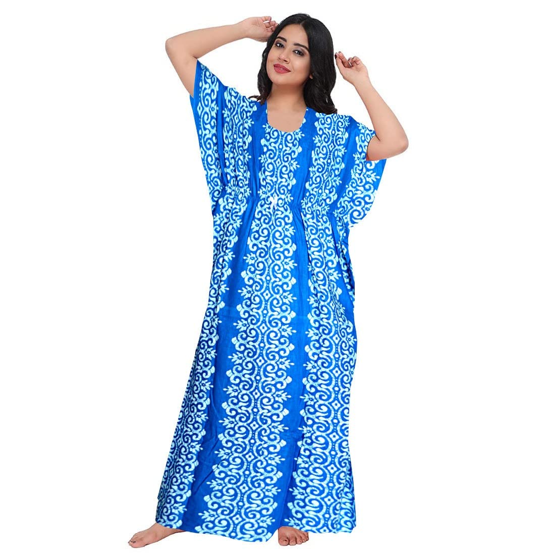 Breezly Woman's Kaftan Embelished Cotton Nighty