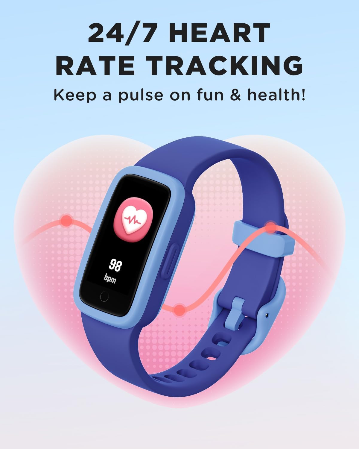 Vigor 3 Kids Watch Fitness Tracker, AMOLED Screen for Boys Girls Age 5-15 | 3ATM Waterproof, No App No Phone Needed, Pedometer, Vibrating Alarm, Heart Rate, Sleep Monitor, 10 Sport Modes, Habit Builder