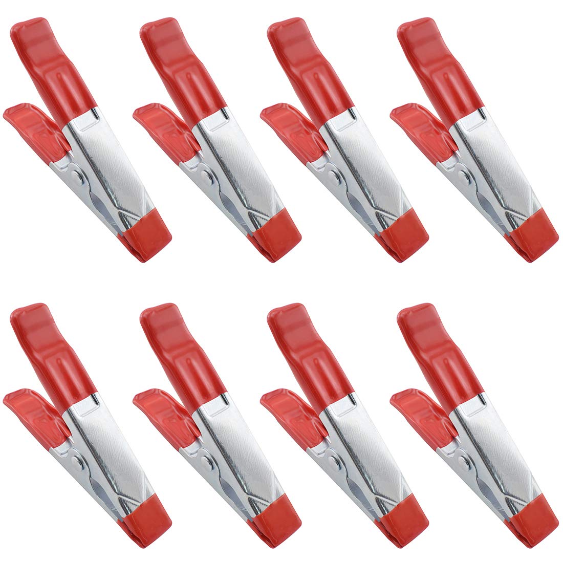 8 PCS 4-Inch Metal Spring Clamps Heavy Duty Tent Clips for Woodworking Camping (OZXNO,Maximum Opening 3.5CM)