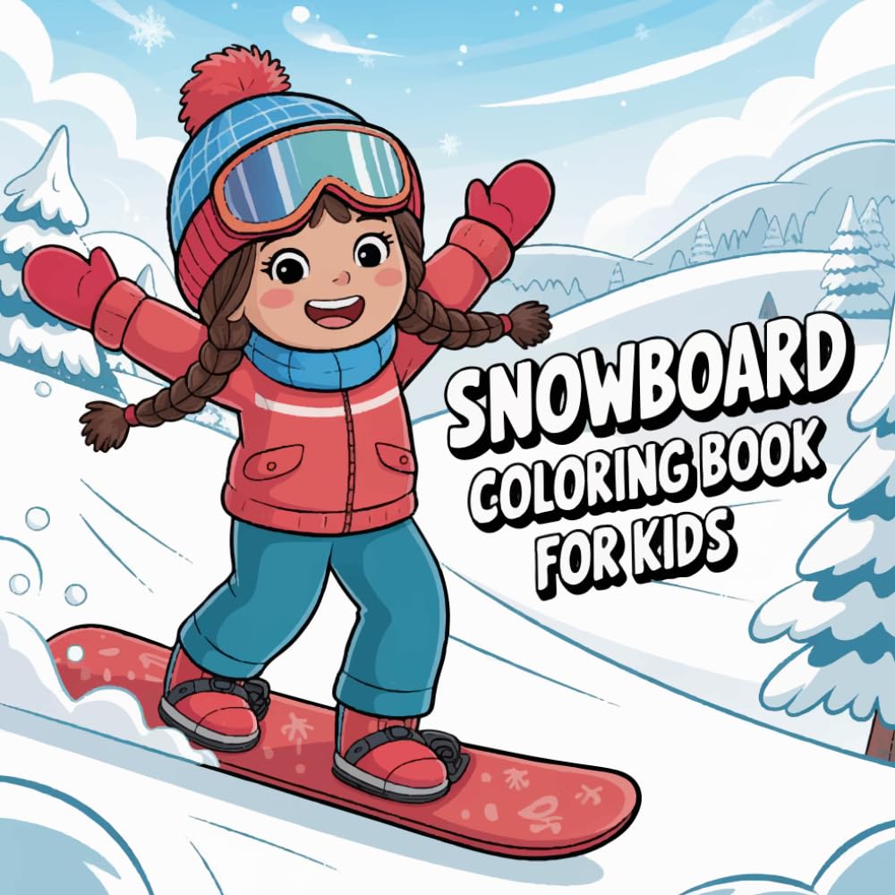 Snowboard Activity & Coloring Book for Kids: Fun winter activities children can color with imagination