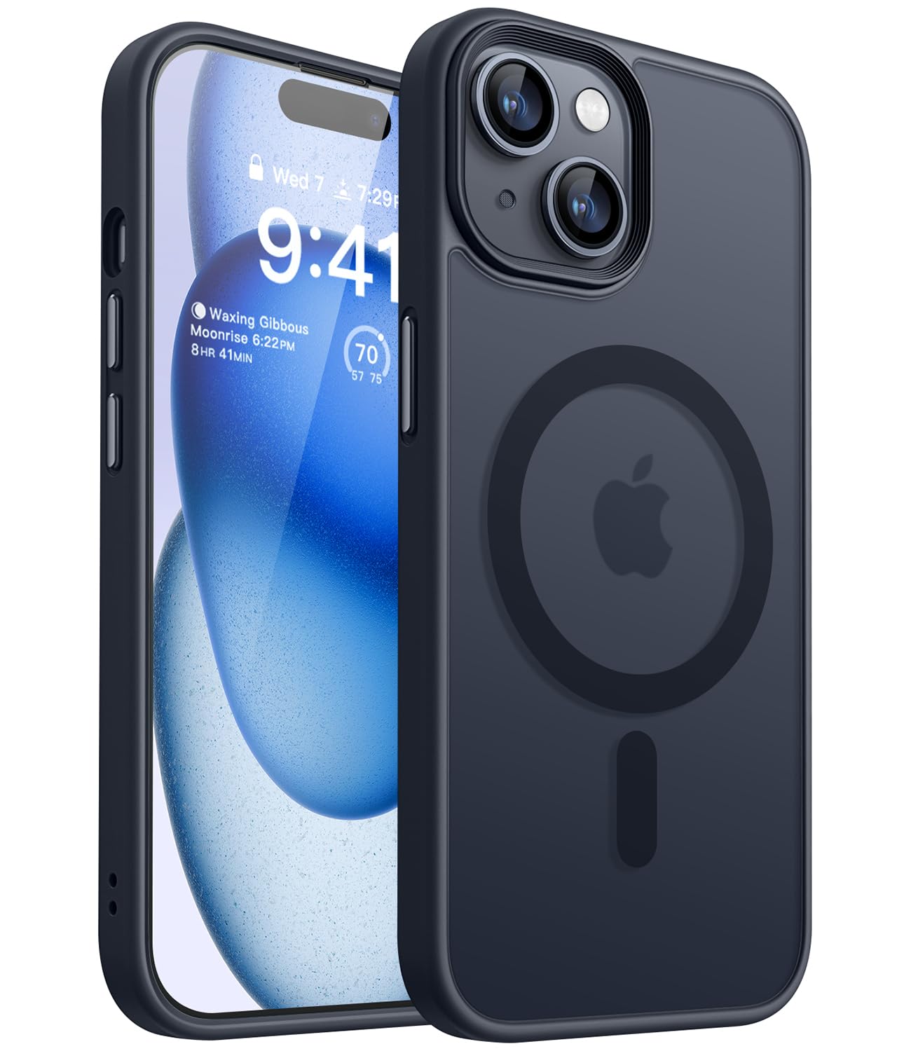 CANSHN Cover Magnetica Opaca per iPhone 15, [Compatibile con MagSafe] Custodia Traslucida Opaca Protettiva Sottile Antiurto - Nero