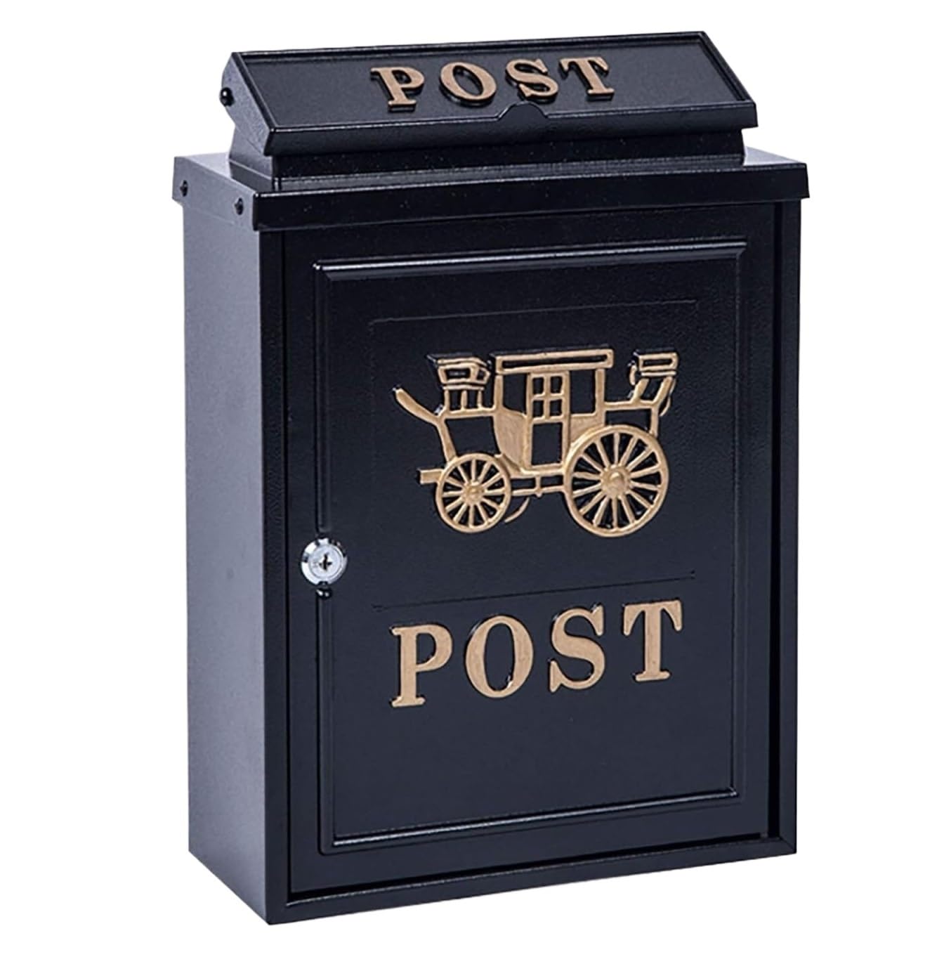 Vintage Letter Box Mailbox Lockable Wall Mounted Rustic Mailbox Galvanized Metal Decor Tin Post Box For House Outdoor Lockable(A)