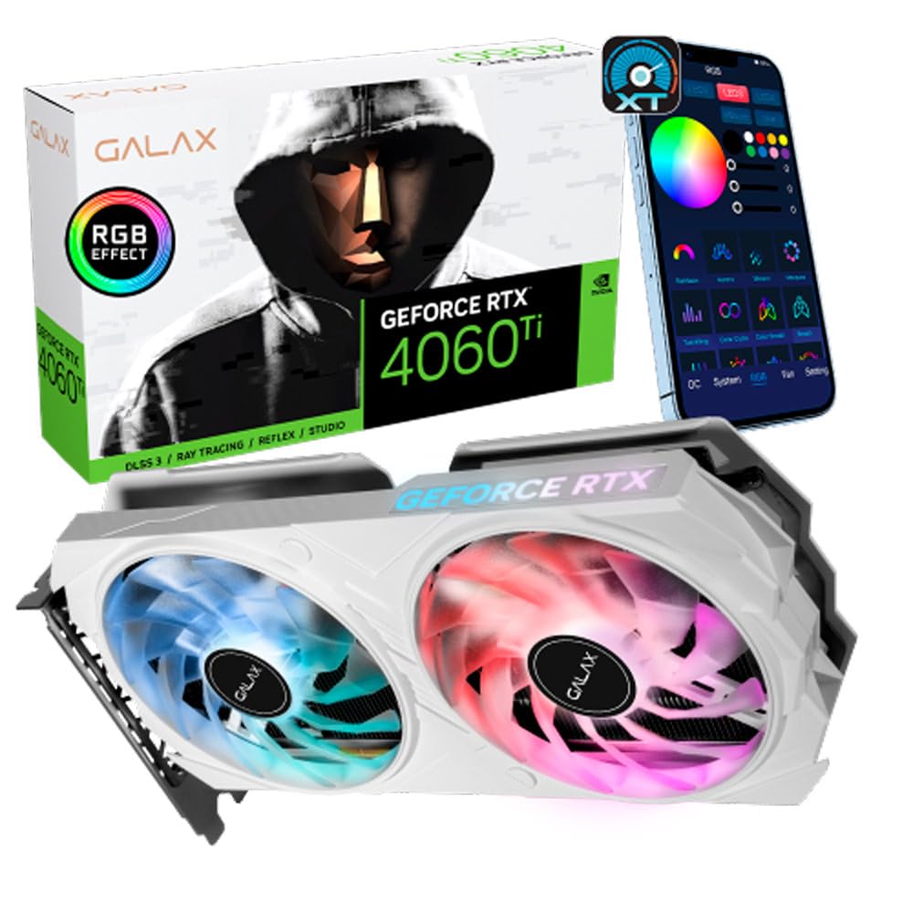 Placa de Vídeo Galax RTX 4060 Ti EX White 1-Click OC – 8GB GDDR6