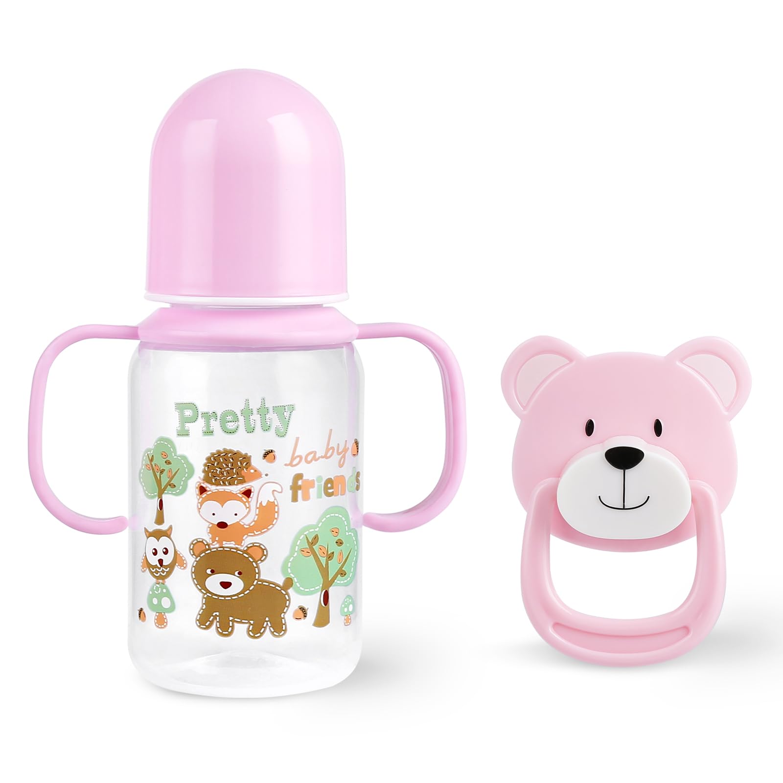 JIZHI Baby Doll Bottle and Magnetic Pacifier for Reborn Dolls, Reborn Baby Doll Accessories Set, Pretend Play Feeding Toy Kids Gift (Pink)