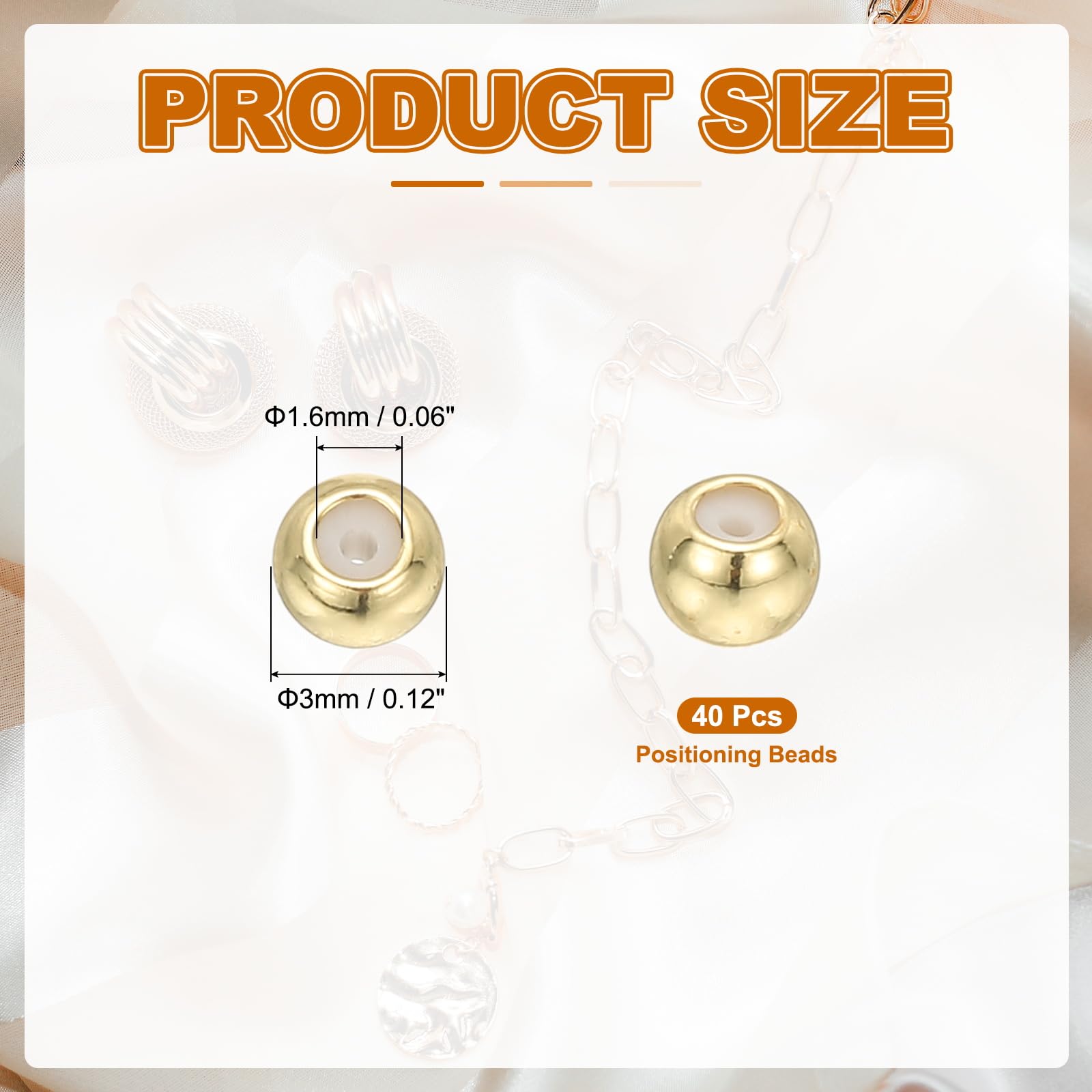 PATIKIL 40Pcs Positioning Spacer Beads, 3mm Silicon Rondelle Insert Brass Stopper Beads for Bracelets Jewelry Necklace Making 14K Gold - Image 2