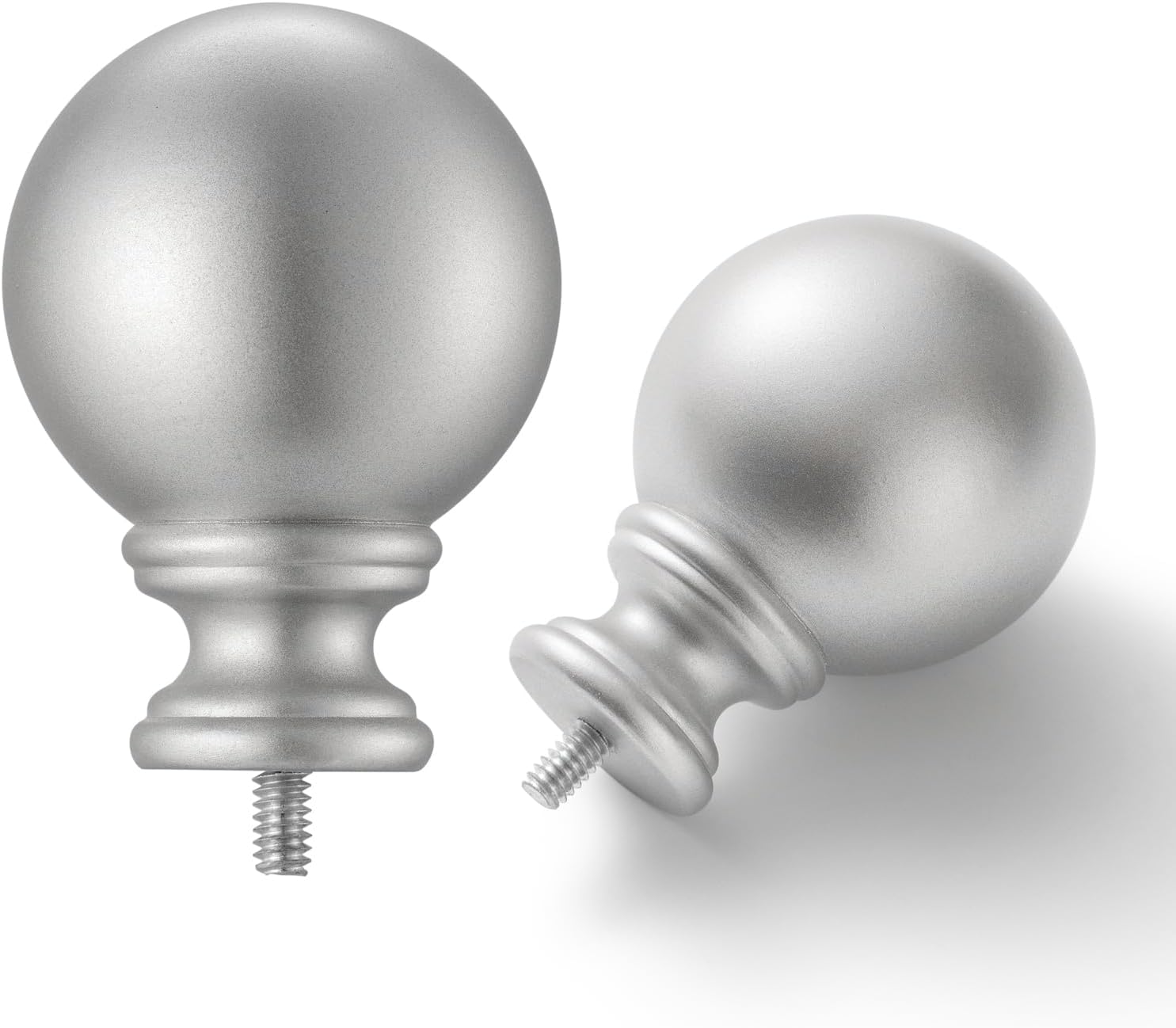 Replacement End Caps for Curtain Rods - 2 Pcs, Classic Round Curtain Rod Finials with M6 Screw, Decorative Metal Ends Knobs for 1 or 7/8 Inch Drapery Rods, Window Treatment Finials, Silver