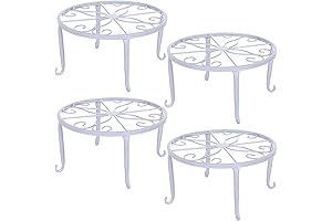 4 Pack 9 Inch White Metal Outdoor Plant Stand